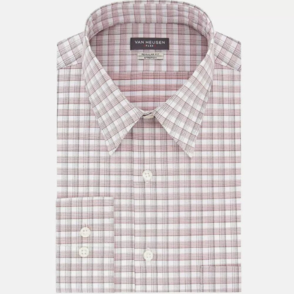Van Heusen Mens 14.5 32/33 Regular Fit Flex Collar Dress Shirt, Stardust